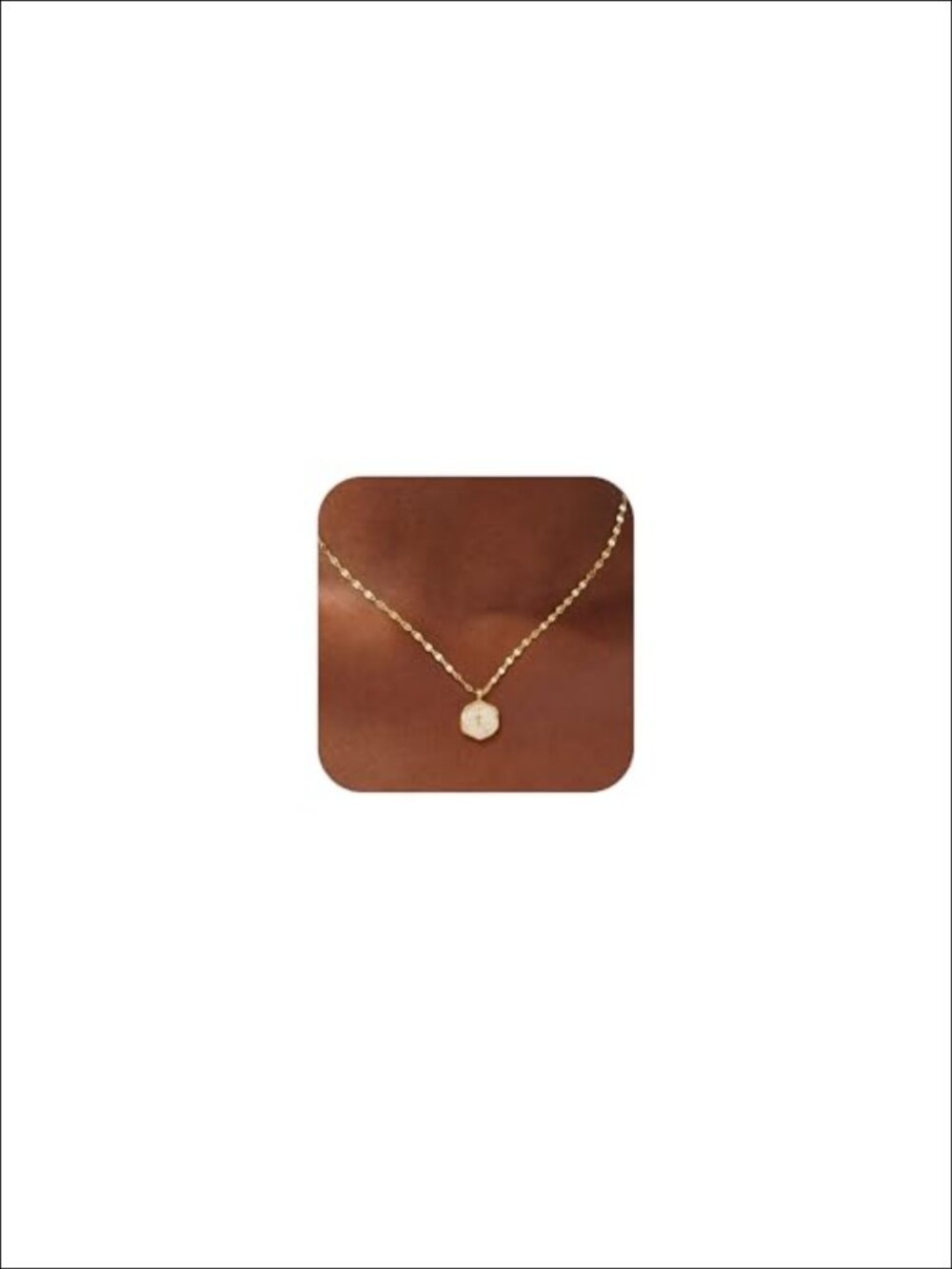 14K Gold Plated Cross Necklace Dainty Round Disc Pendant Adjustable Chain